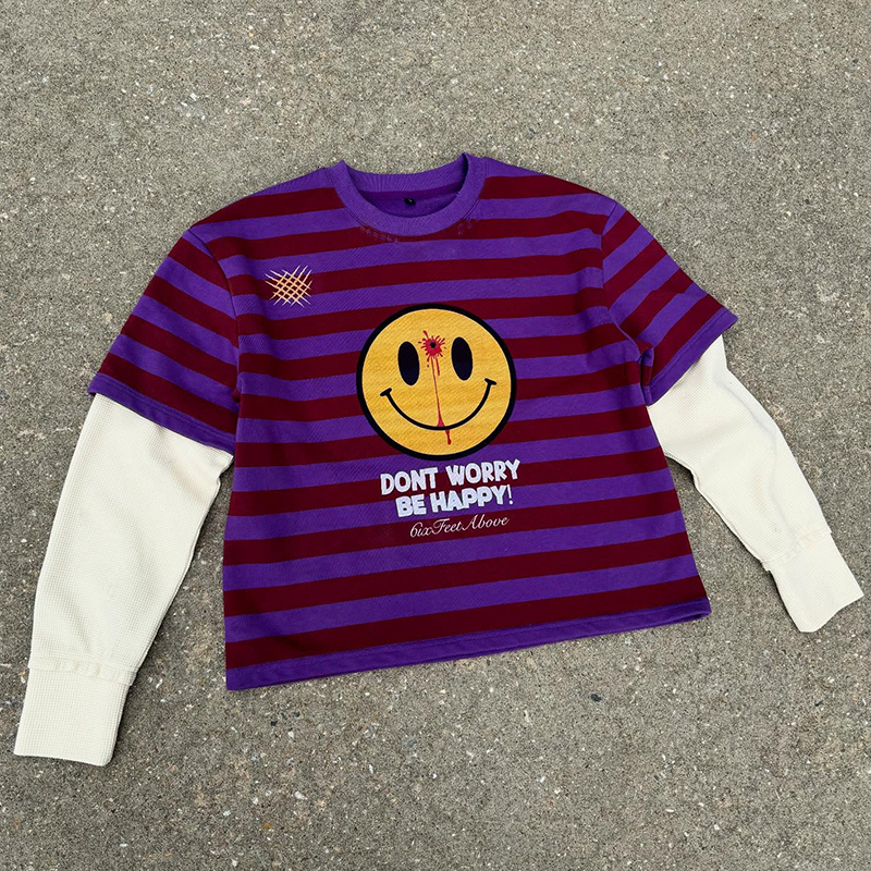 double layer long sleeve t shirt     mens striped t shirt     custom long sleeve t-shirt